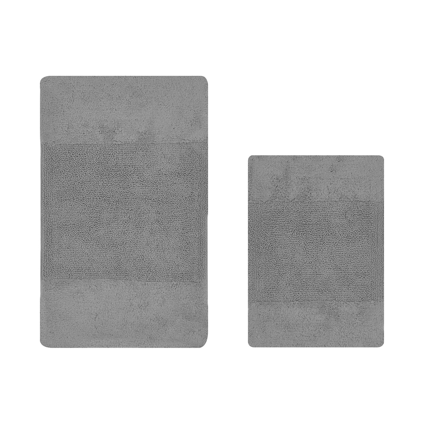 Granada Collection 100% Cotton 2 Piece (17 inches X 24 inches | 21 inches X 34 inches) Bath Rug Set, GRAY, hi-res image number 0