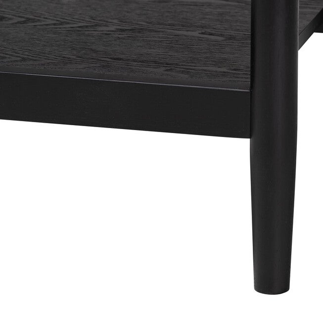Shirin Mid-Century Beige Fabric and Black Wood 1-Drawer Nightstand, BEIGE/BLACK, alternate image number 6