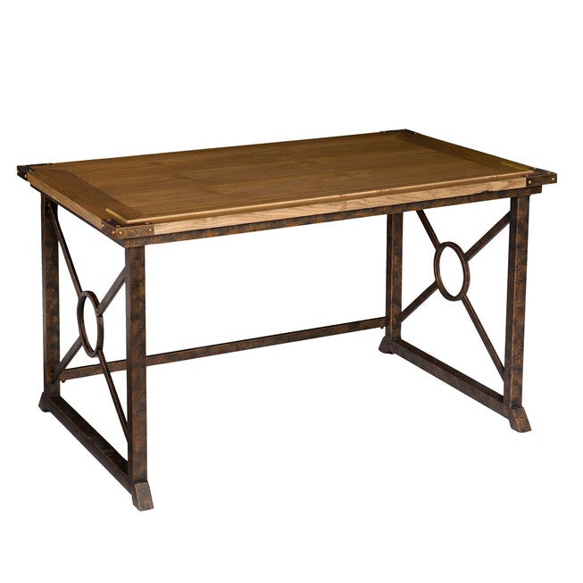 Tilt-Top Drafting Table, OAK ANTIQUE BRASS, hi-res image number 0