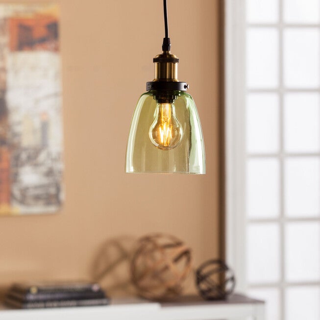 Colored Glass Mini Arched Bell-Shaped Pendant Lamp, , on-hover image number 1