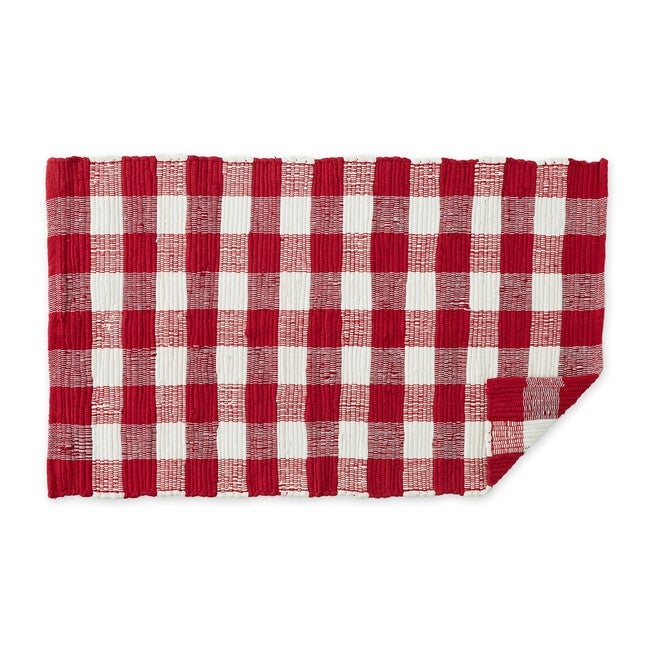 Red & White Buffalo Check Rag Rug 26X40, , alternate image number null