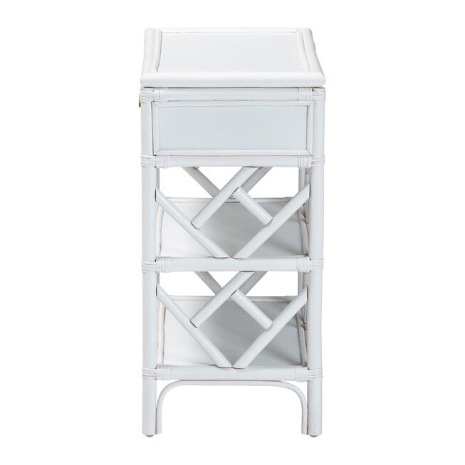 Daina Natural Rattan Nightstand, White, WHITE, alternate image number 4