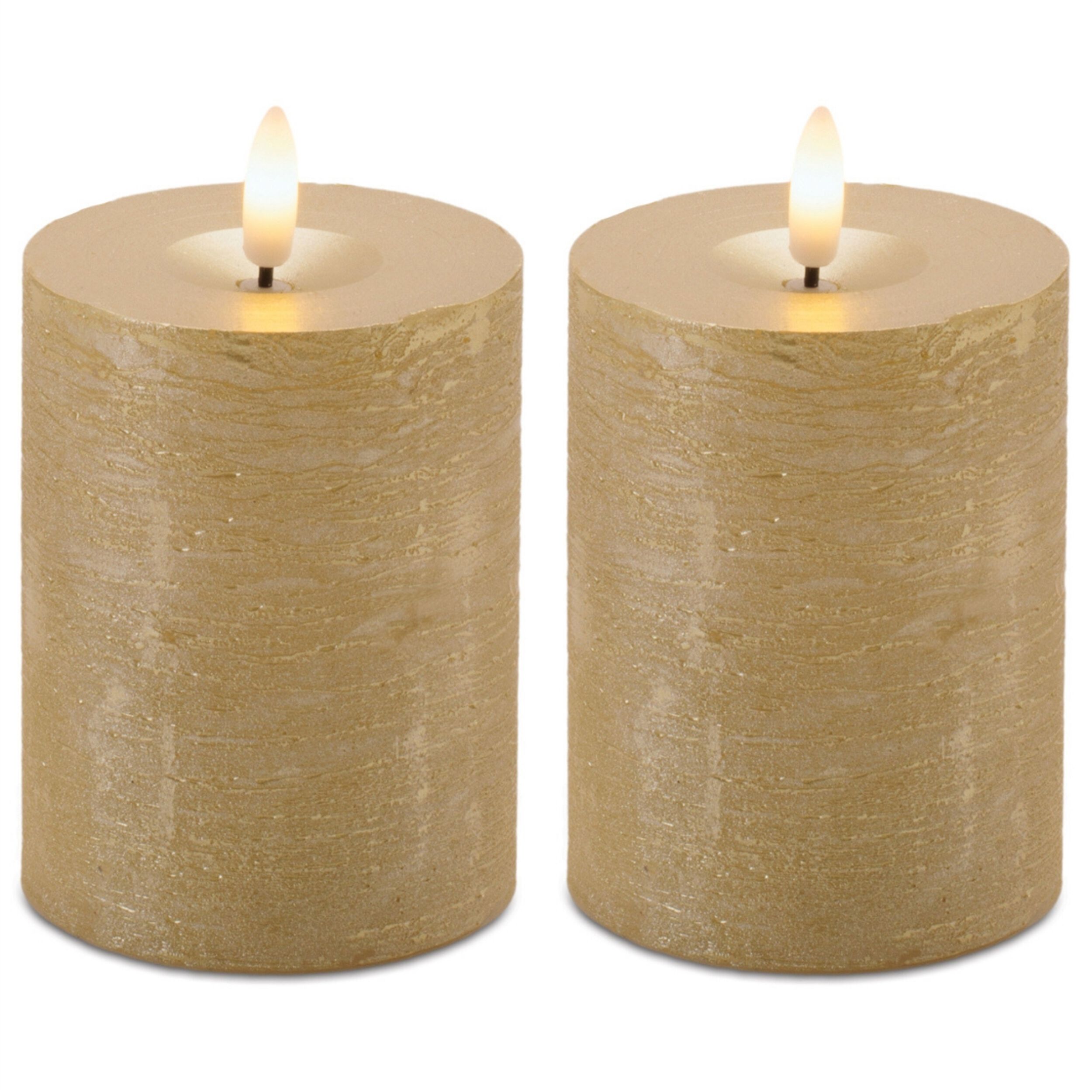 Metallic FIA Wick LED Candle (Set of 2), GOLD, alternate image number 2