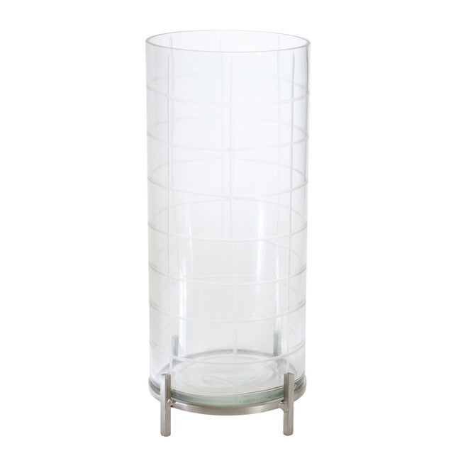 Candle Holder 5.5 inchesD x 12 inchesH Glass/Iron, SILVER, hi-res image number null
