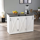 Leshire Barn-Door Kitchen Island, WHITE, hi-res image number null
