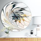White Stained Glass Floral Art Modern Wall Clock, WHITE, hi-res image number 0