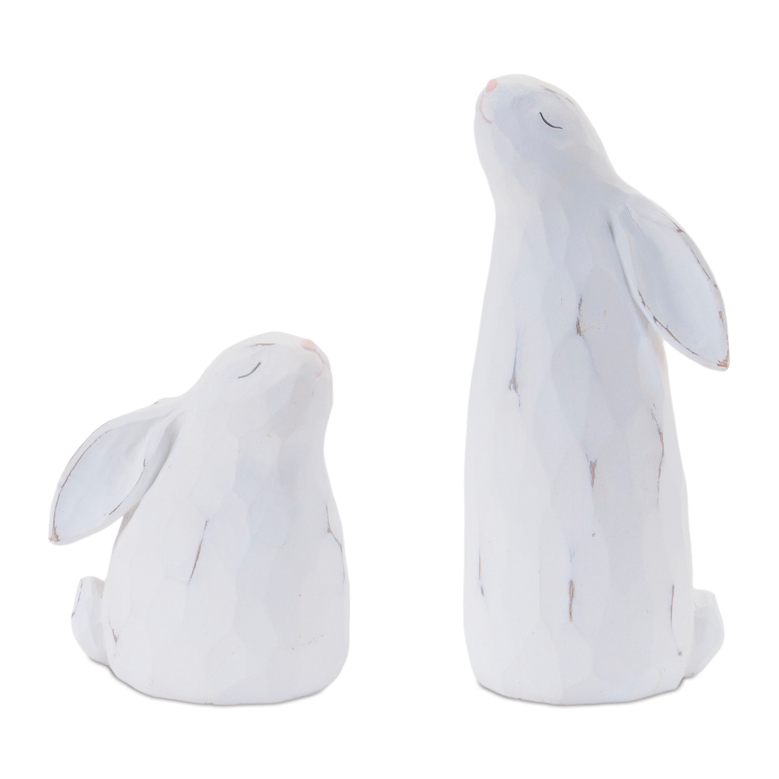 Carved Bunny Figurine Set of 4, WHITE PINK, hi-res image number 0