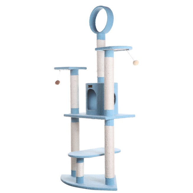 Classic 65 inches Real Wood Five Levels Cat Tree With Perch, Condo, Hanging Tunnel, , alternate image number null