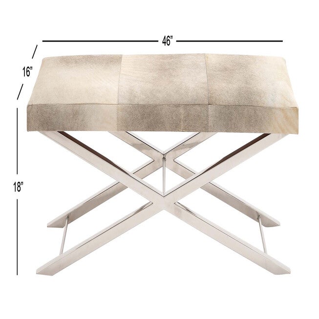 Rectangular Beige Leather Cushioned Bench Bench, , alternate image number 3