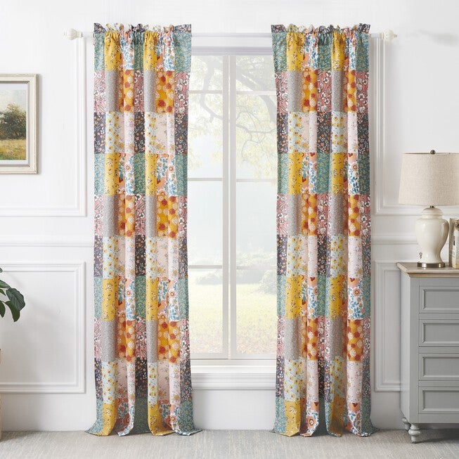 Greenland Home Fashions™ Carlie Window Curtain Panels, Set of 2, 84 inches, CALICO PATCHES, alternate image number 1