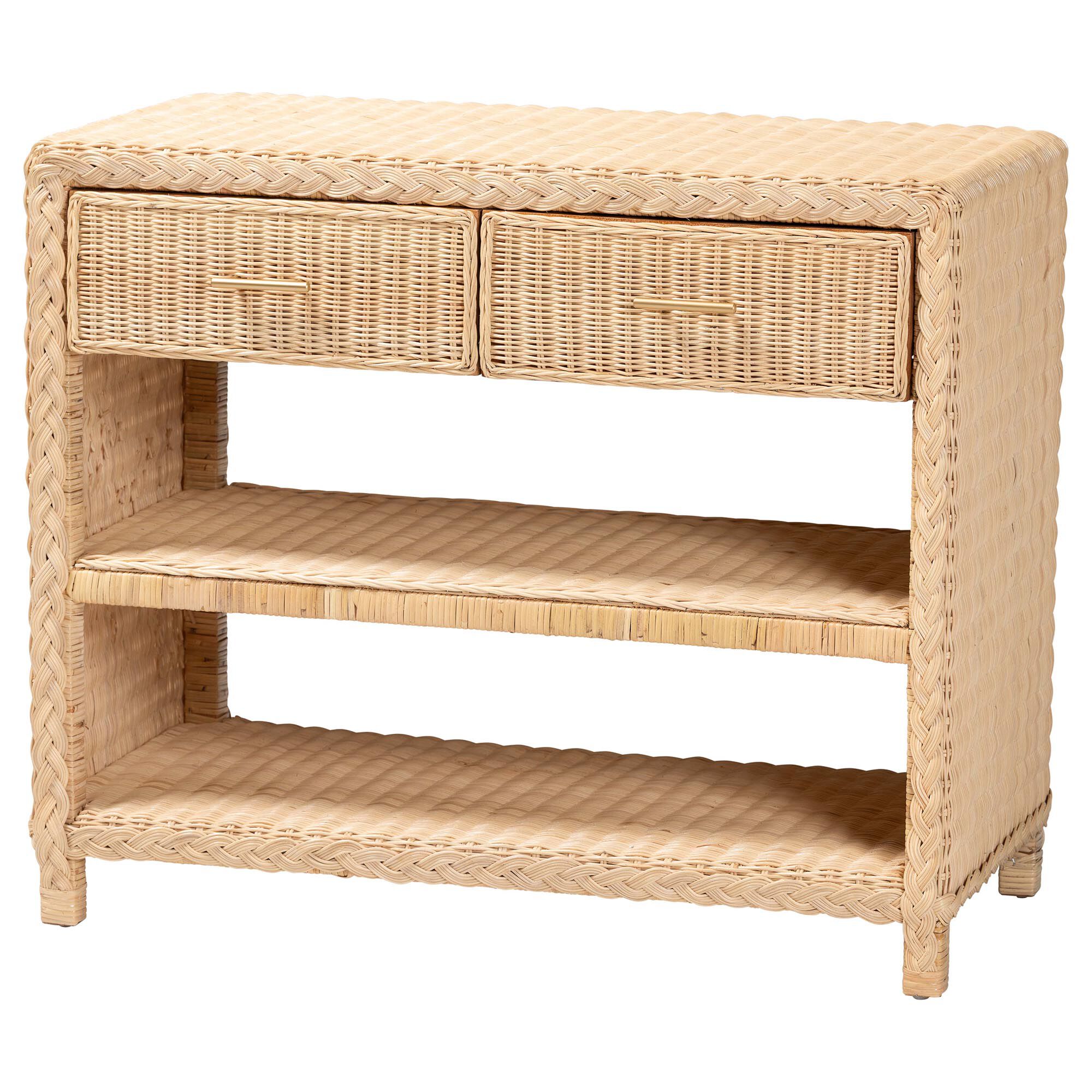 Lanica Braided Natural Rattan Console Table, SUN BLEACHED RATTAN, alternate image number 1