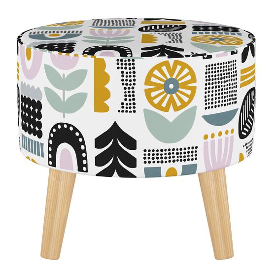 Helsinki Block Round Ottoman with Splayed Legs, , on-hover image number null
