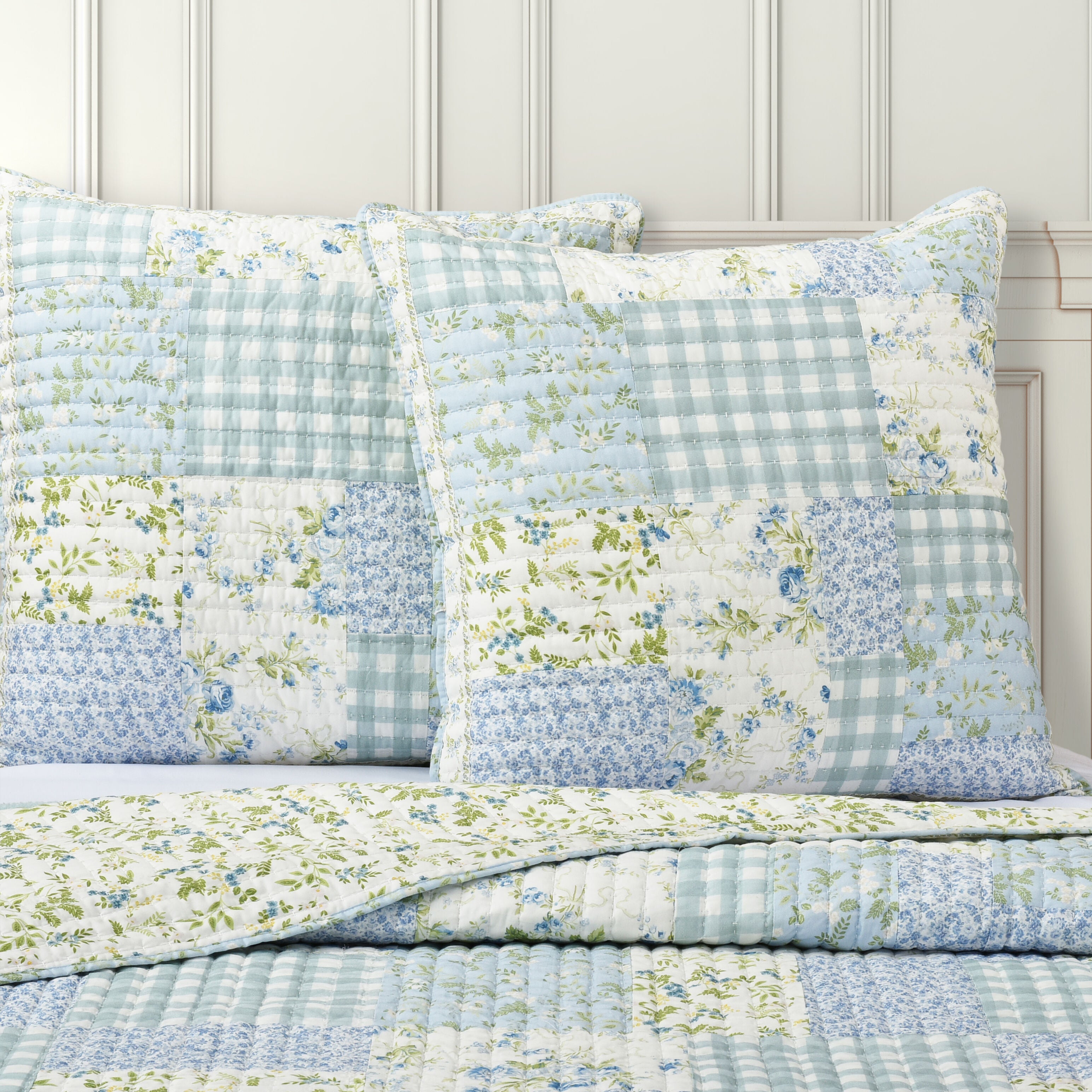 KARALENA EURO QUILTED SHAM, BLUE, alternate image number 2