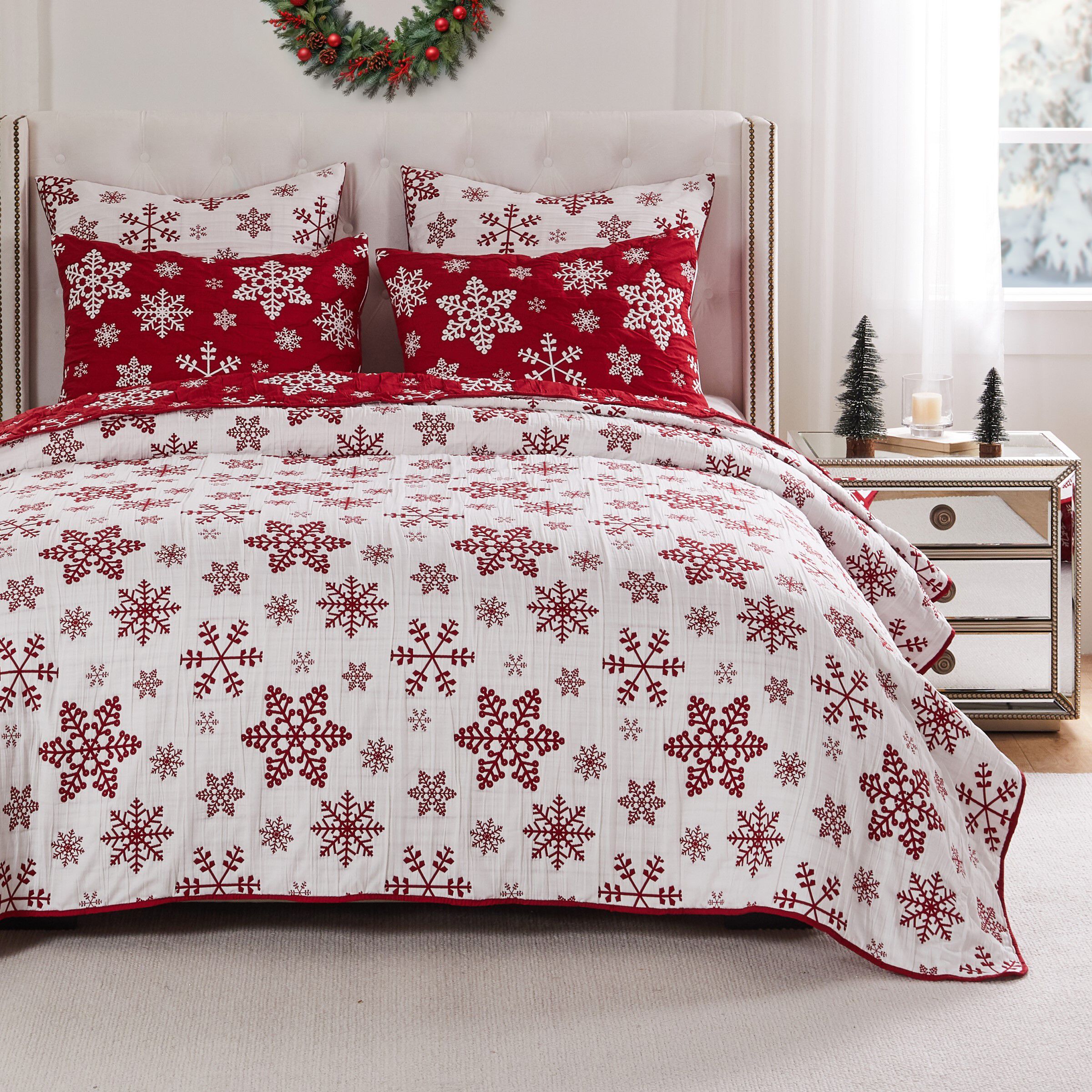 Novelty Holiday Matelass&eacute; Coverlet Set, PEPPERMINT PARTY, alternate image number 2