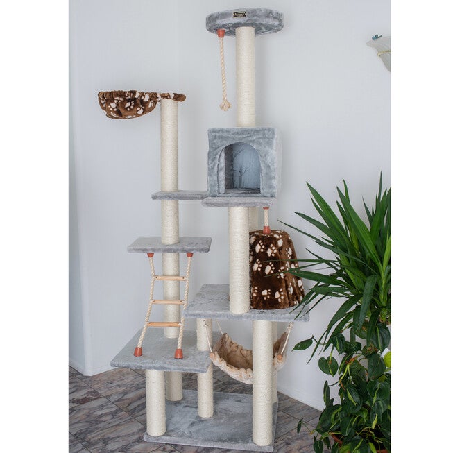 Real Wood 78 inches Cat Climber Play House With Lounge Basket, , on-hover image number 1