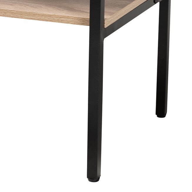Asher Modern Industrial Natural Brown Finished Wood And Black Metal 2-Door Sideboard, , alternate image number 5