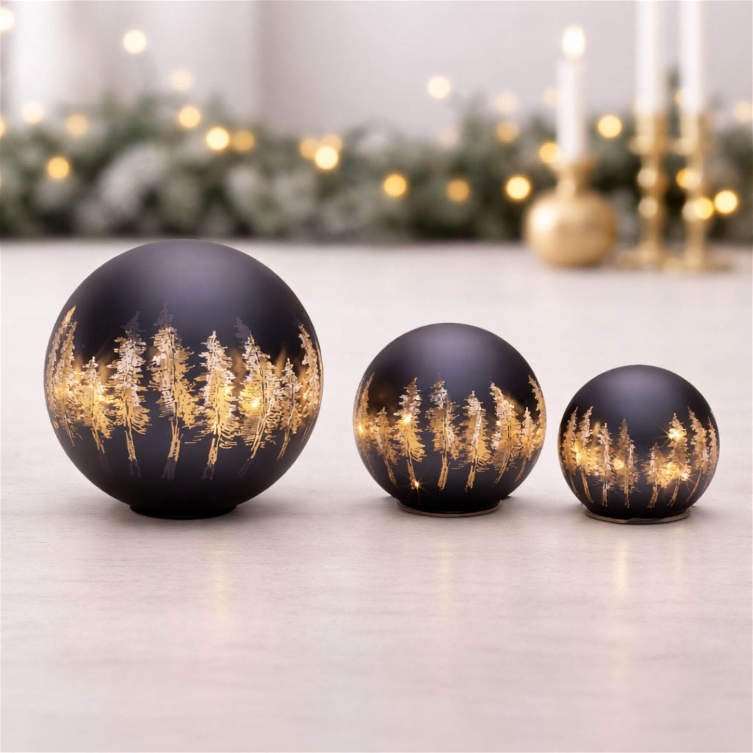 LED Frosted Pine Tree Globe (Set of 2), BLUE, alternate image number 2
