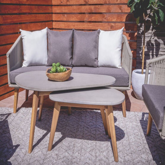 Grey Resin Modern Outdoor Accent Table, , alternate image number null