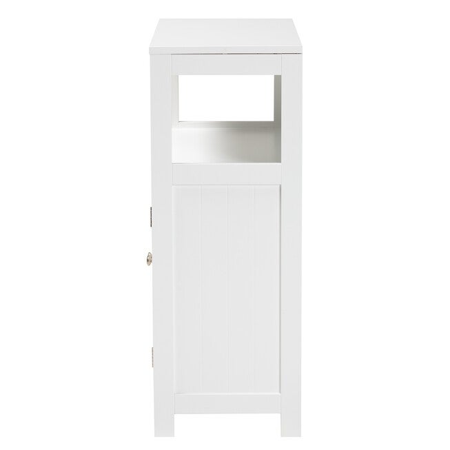 Rivera Modern And Contemporary White Finished Wood And Silver Metal 2-Door Bathroom Storage Cabinet, , alternate image number 3