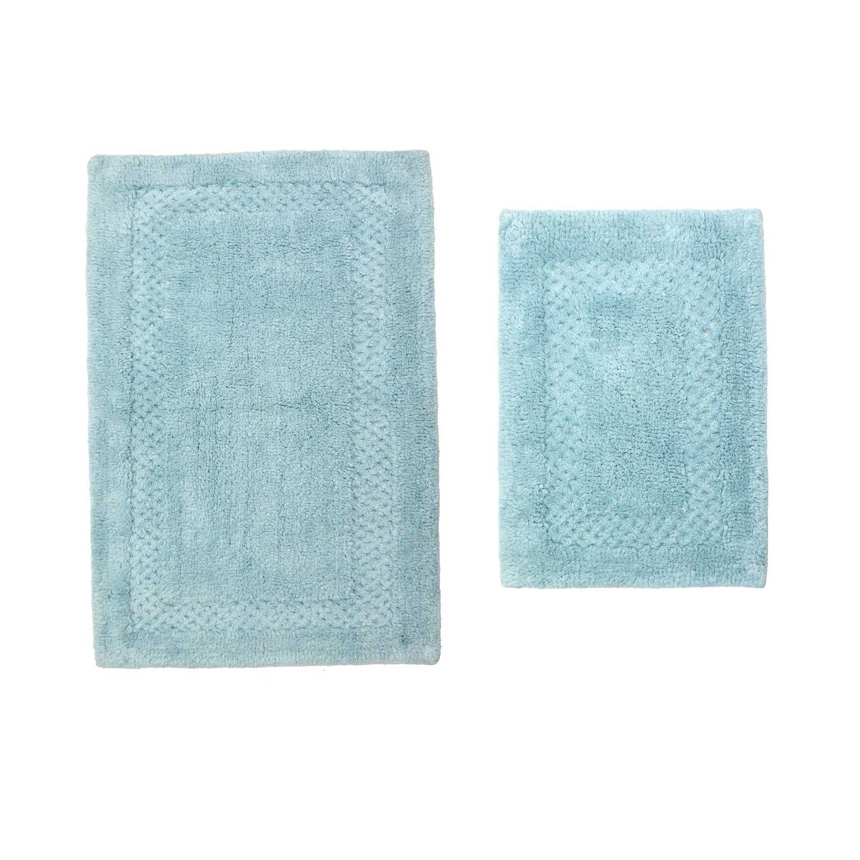 Classy Bathmat 2 Piece Bath Rug Collection, AQUA, hi-res image number 0