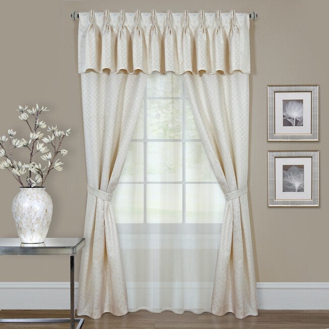 Claire 6 Pc Window Curtain Set, IVORY, hi-res image number null