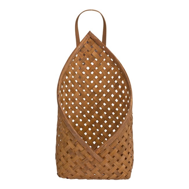 Basket Wall Pocket (Set of 2) 7 inchesL x 12.25 inchesH, 9.25 inchesL x 19 inchesH Bamboo, BROWN, alternate image number 1