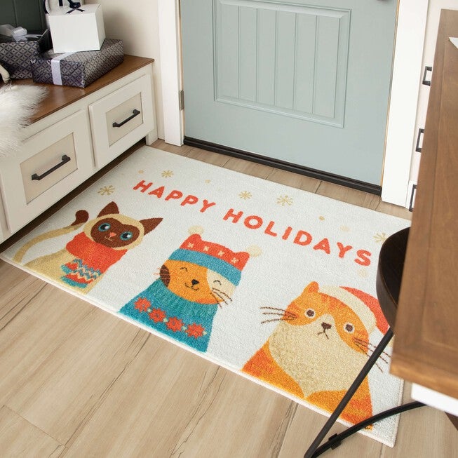 Holiday Cats Kitchen Rug, , alternate image number null