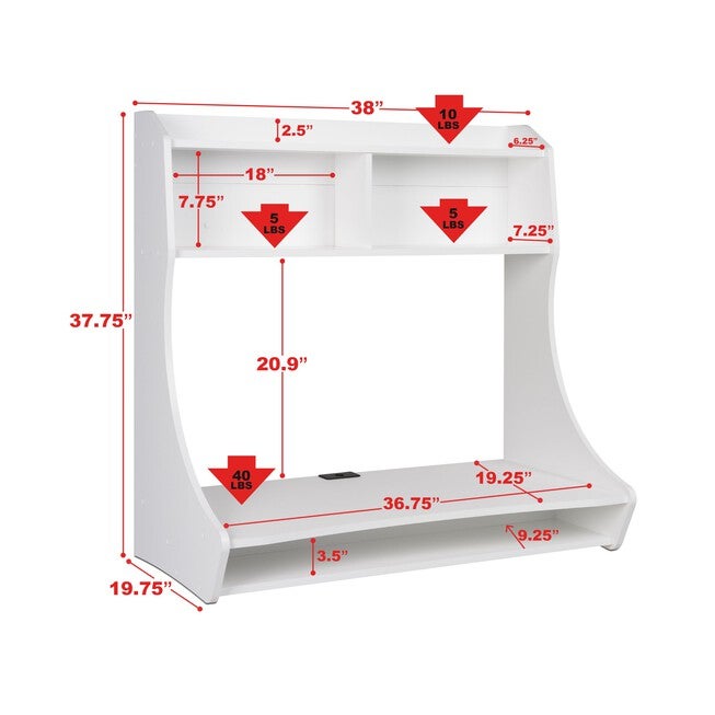 Compact Hanging Desk, White, , alternate image number null
