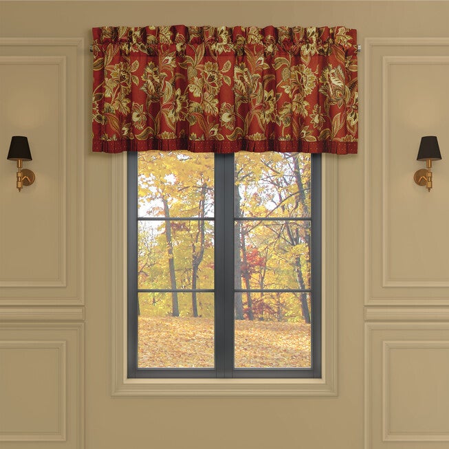 Montecito Red Window Straight Valance, RED, hi-res image number null