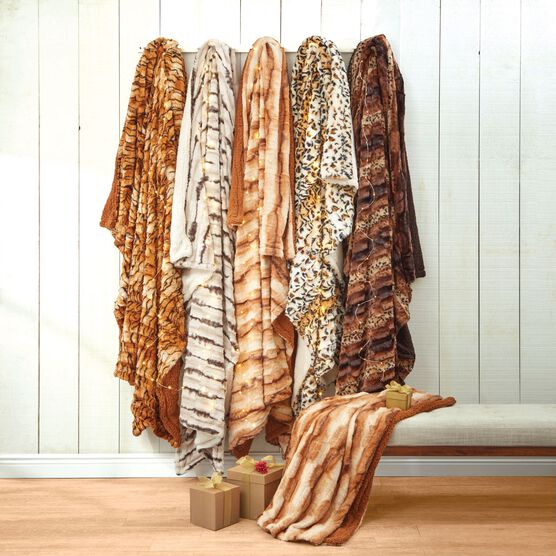 Faux Fur Animal Print Blanket, Faux Fur Animal Print Blanket,