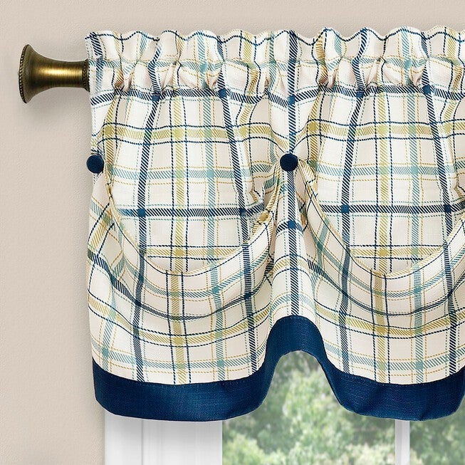 Tattersall Window Curtain Tier Pair and Valance Set - 58x24, , alternate image number null