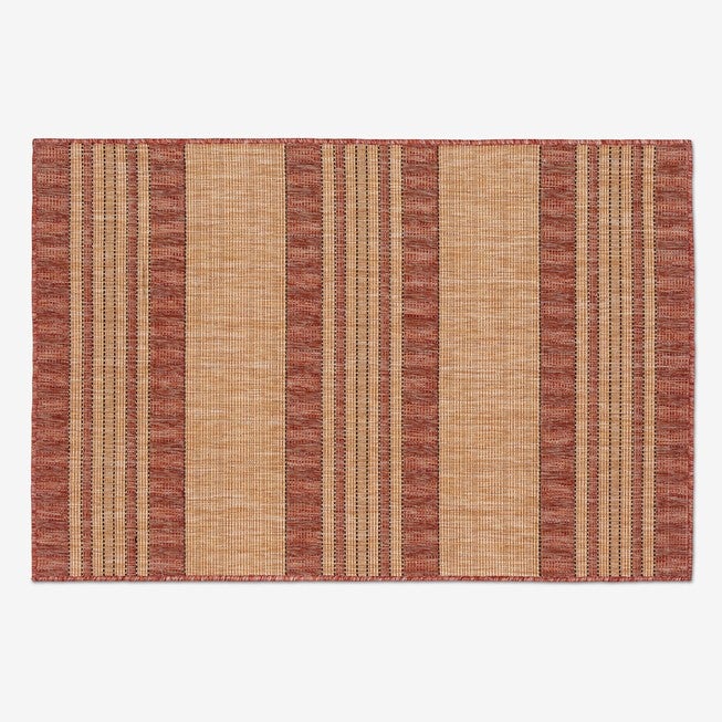 Carmel Indoor/Outdoor Bold Stripe Rug 3 feet 3 inches x 4 feet 11 inches, RED, hi-res image number null