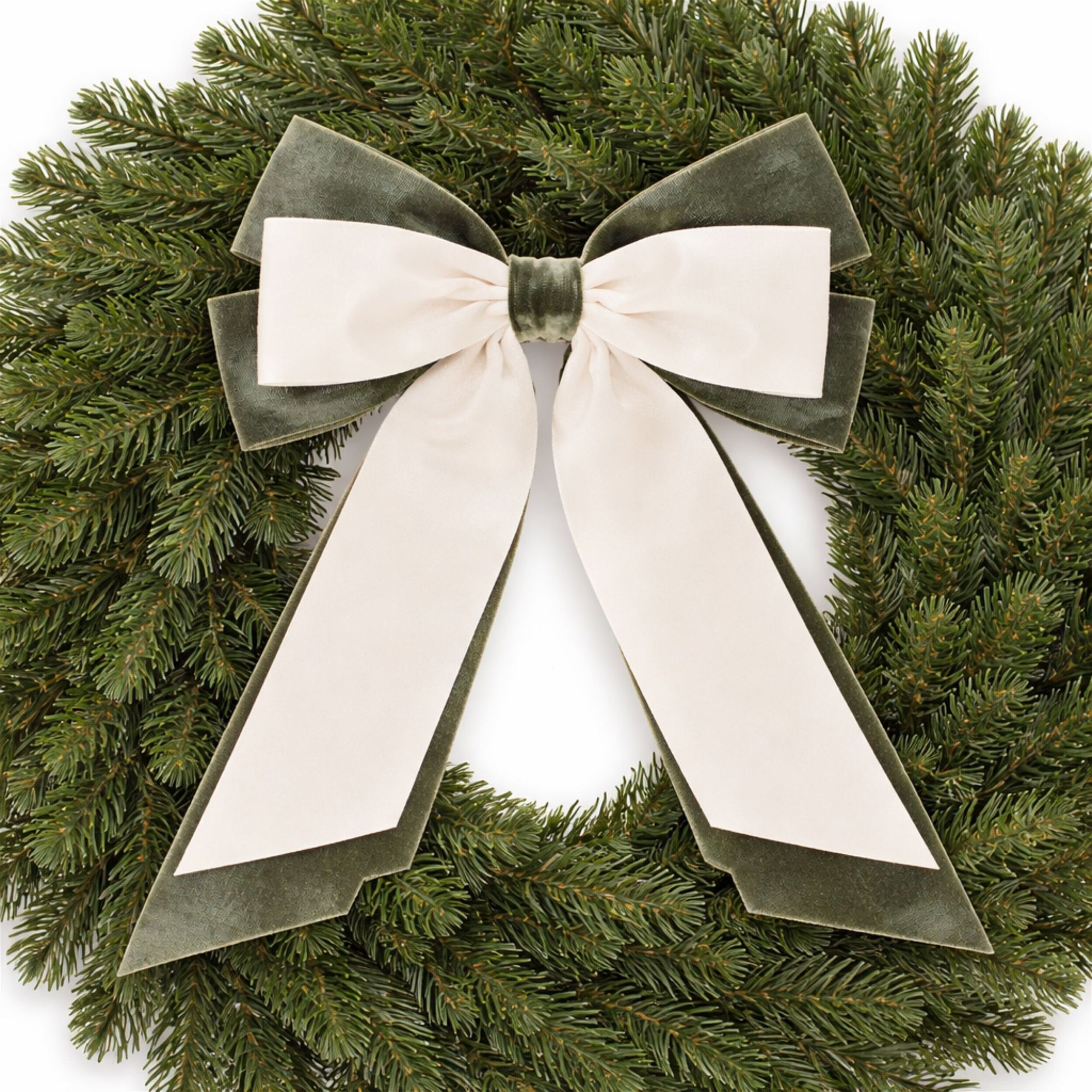 Double Bow Ornament (Set of 2), GREEN CREAM, alternate image number 3