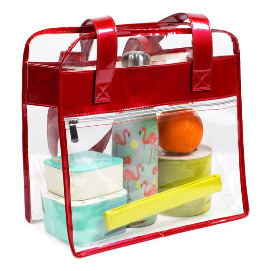 Tote Bag With Wallet, Clear/Red, , alternate image number null