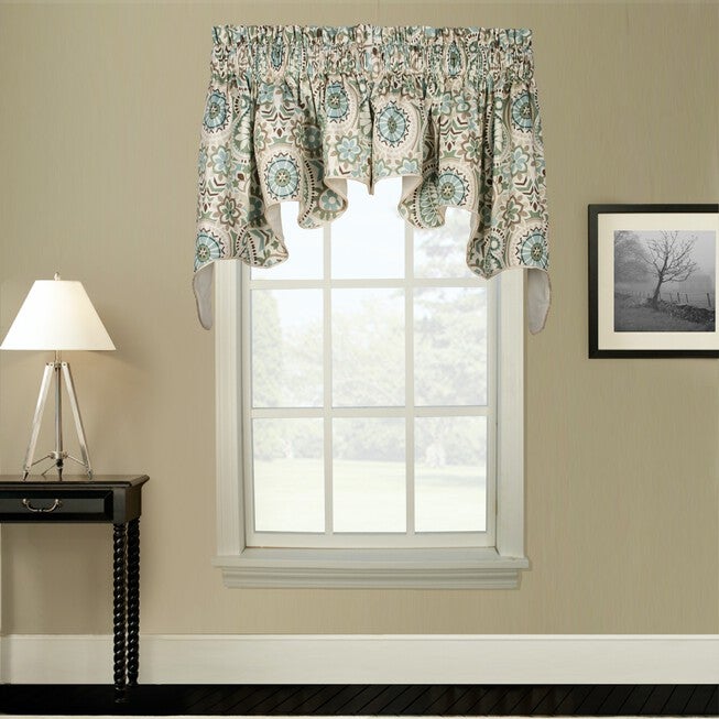 Paisley Prism Lined Arch Shaped Valance, LATTE, hi-res image number 0