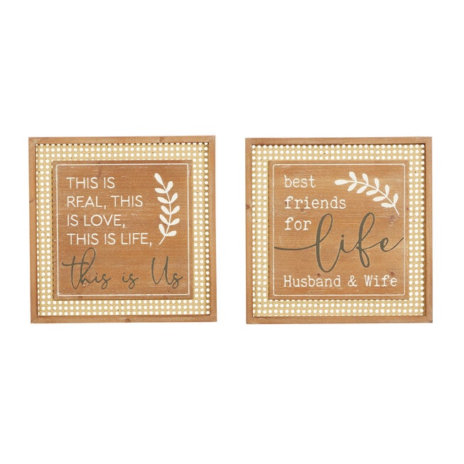 Set Of 2 Brown Wood Farmhouse Wall Decor, BROWN, hi-res image number null
