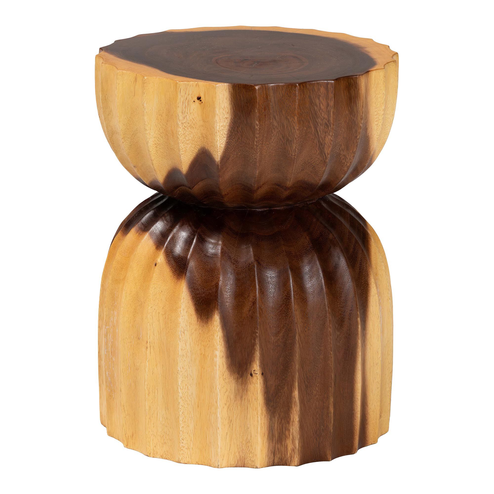 Noleta Hand-carved Suar Wood Side Table, NATURAL BROWN, alternate image number 1