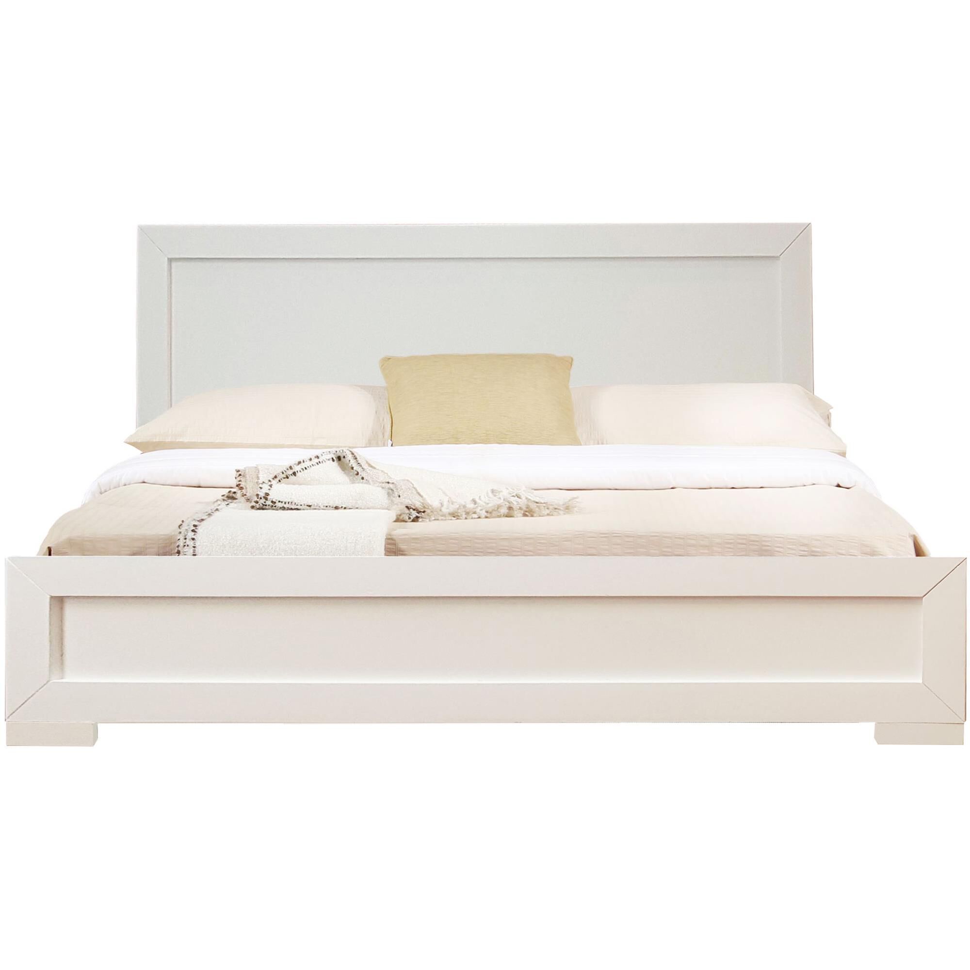 Trent Wooden Platform Bed in Walnut, Queen, WHITE, hi-res image number 0