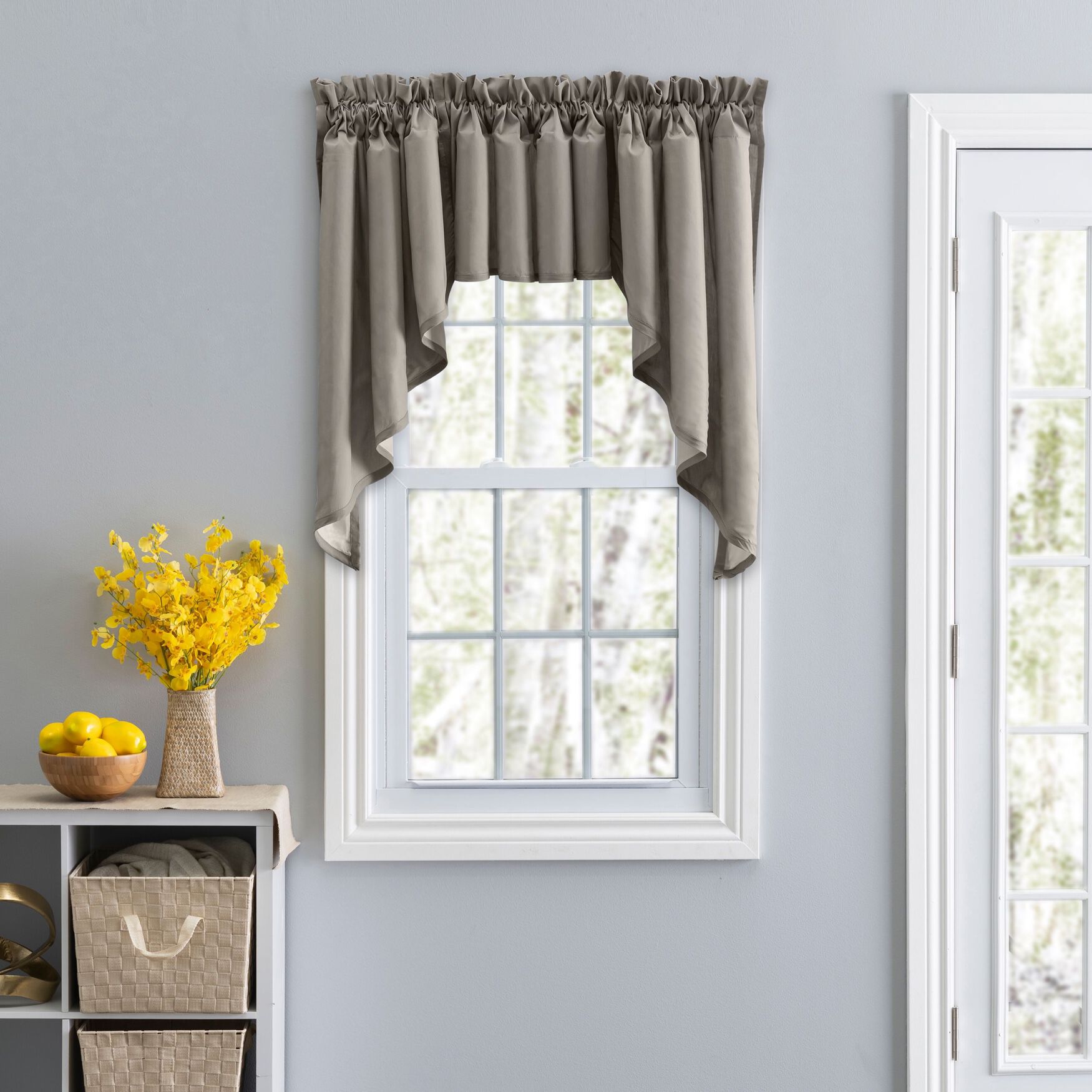 Stacey Curtain Color Lined Swag Set, GREY, hi-res image number 0