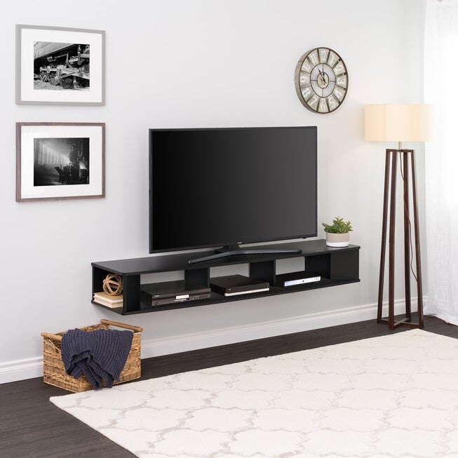70 inches Wide Wall Mounted TV Stand, Black, , alternate image number null