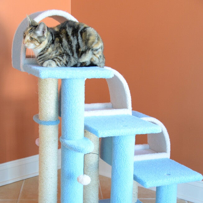 Real Wood 38 inches Cat Dog Step Stairs Ramp, Sratcher, , on-hover image number null