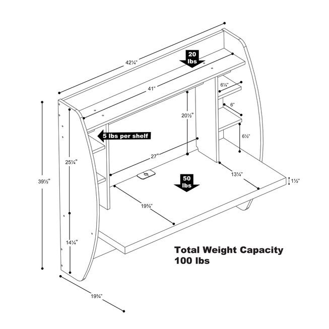 Floating Desk with Storage, , alternate image number null