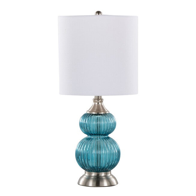 Belle 20 inches Glass Accent Lamp - Set Of 2, BLUE NICKEL WHITE, hi-res image number 0