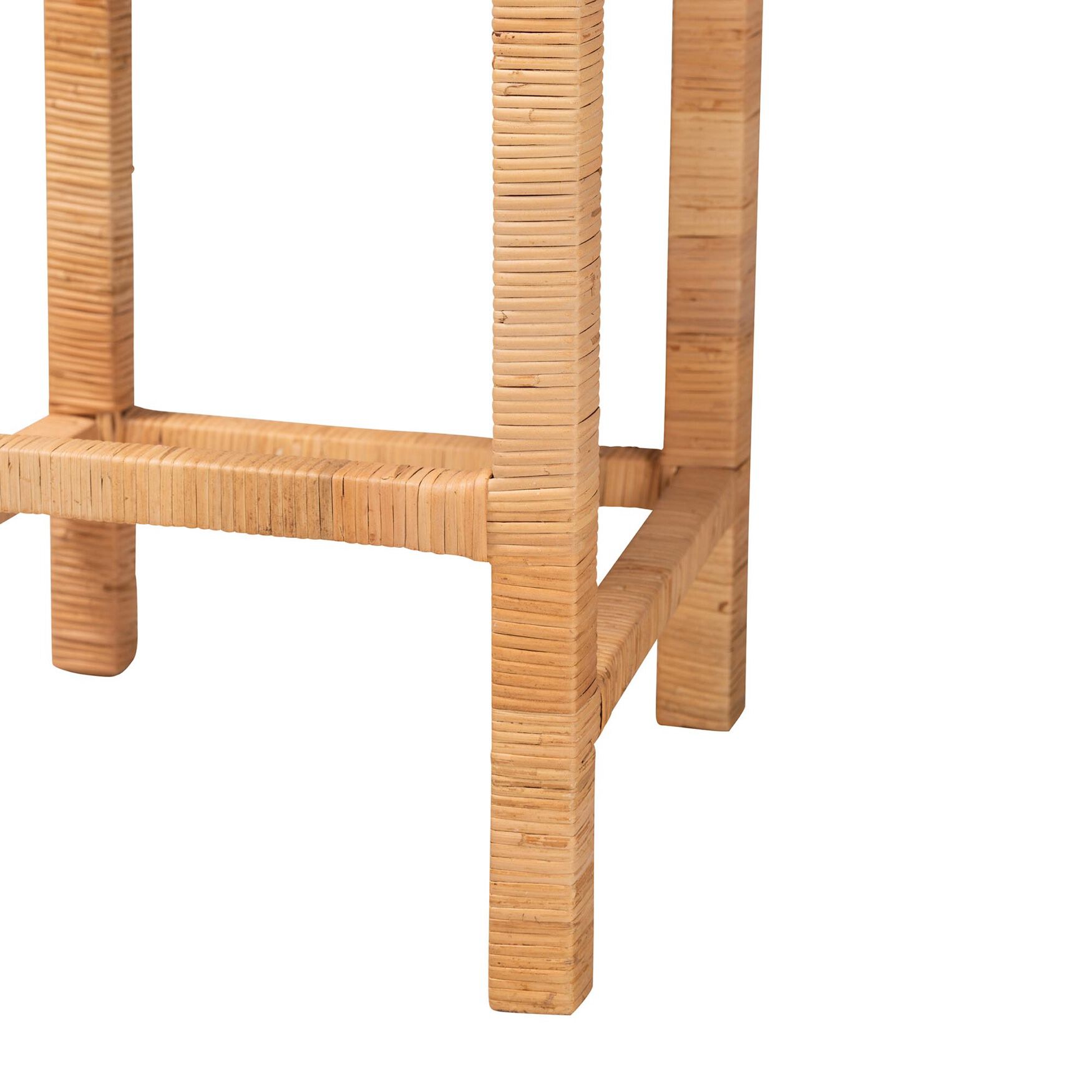 Zariah Modern Bohemian Natural Brown Rattan And Mahogany Wood Bar Stool, , alternate image number 4