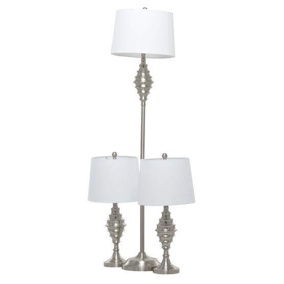 Set Of 3 Silver Coastal Table Lamp, , alternate image number null