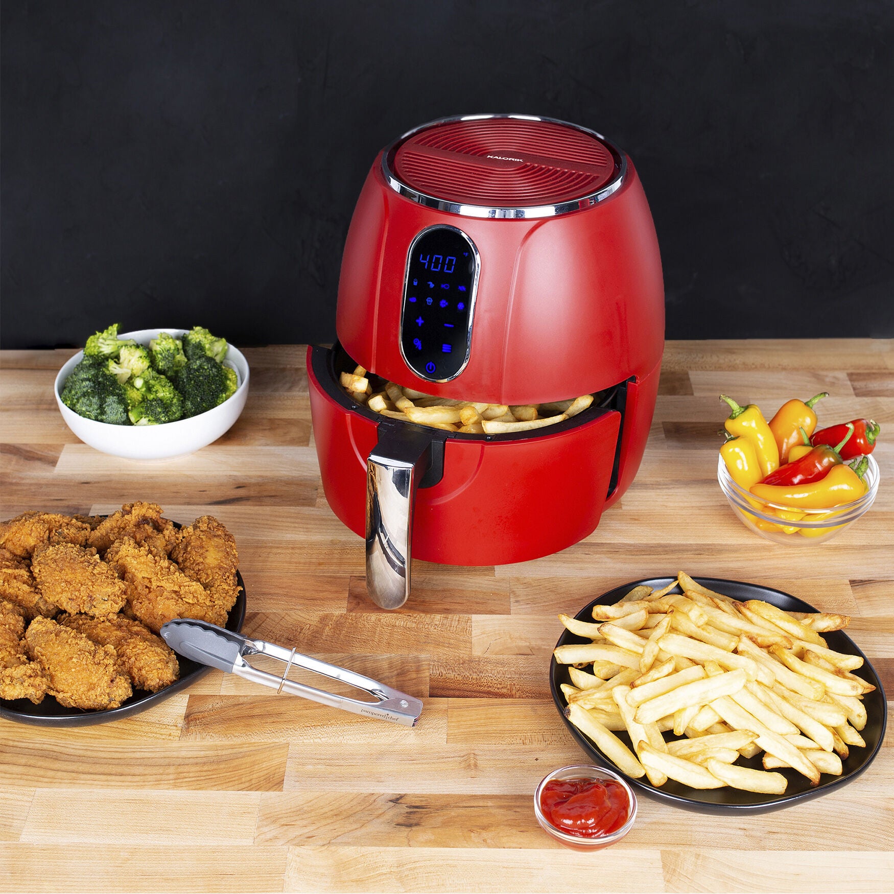 Kalorik 3 Quart Digital Air Fryer, Matte Red