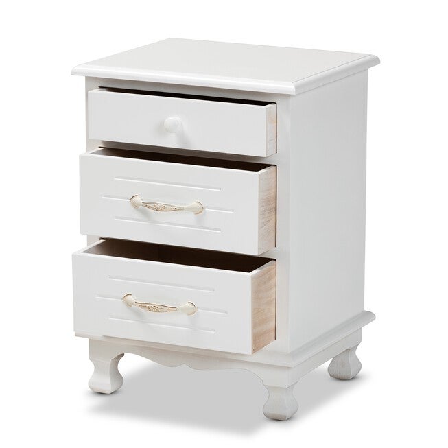 Layton Classic And Traditional White Finished Wood 3-Drawer Nightstand, , on-hover image number 1