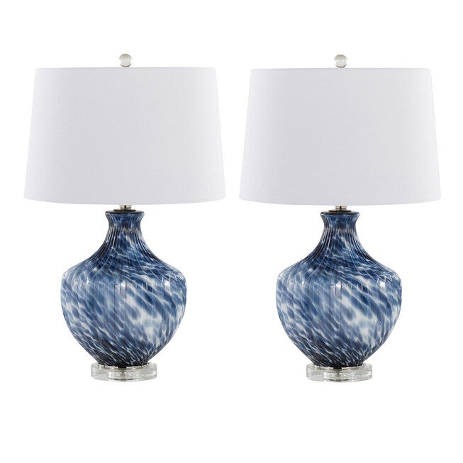 Lotus 27 inches Glass Table Lamp - Set Of 2, , on-hover image number null