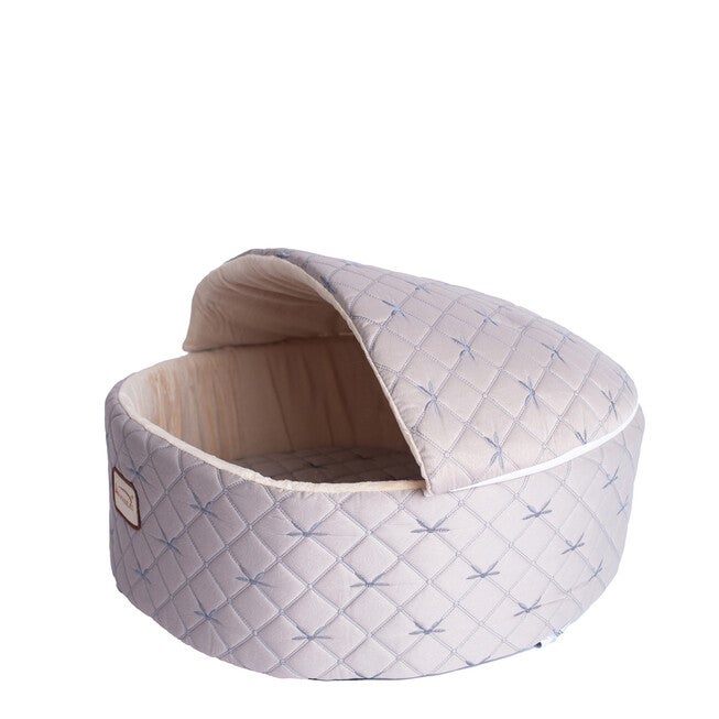 Cuddle Cave Cat Bed With Detachable & Collasible Zipper Top, Medium, Pale Silver and Beige, , alternate image number 5