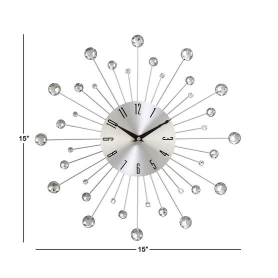 Silver Glam Metal Wall Clock, , alternate image number null